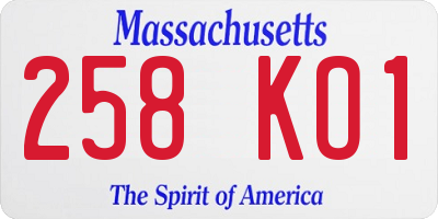 MA license plate 258KO1