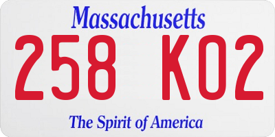 MA license plate 258KO2