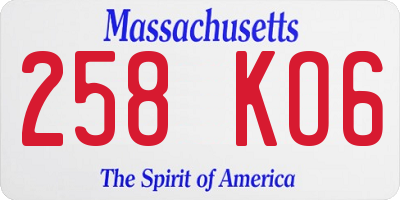 MA license plate 258KO6