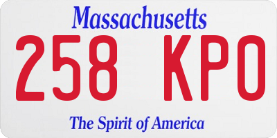 MA license plate 258KP0