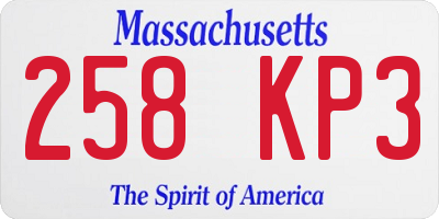 MA license plate 258KP3