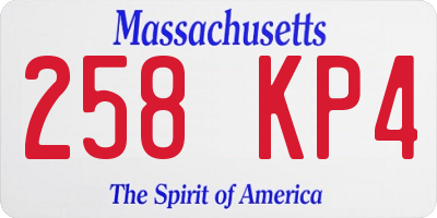 MA license plate 258KP4
