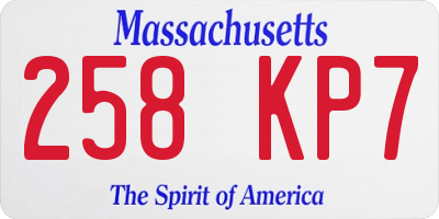 MA license plate 258KP7