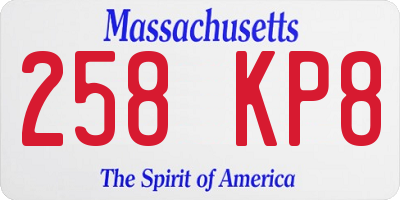 MA license plate 258KP8