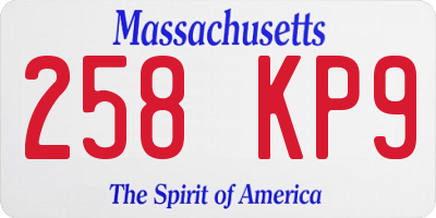 MA license plate 258KP9