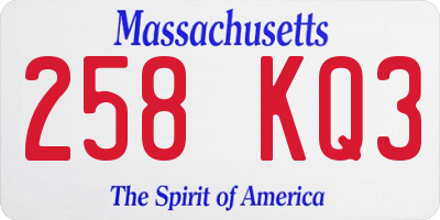MA license plate 258KQ3