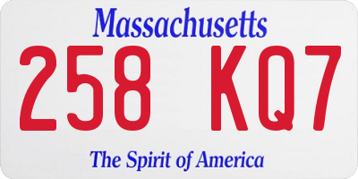 MA license plate 258KQ7