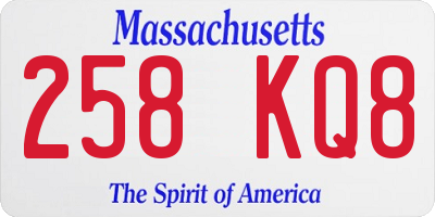 MA license plate 258KQ8
