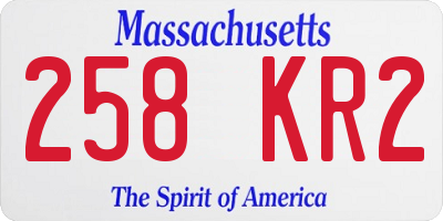 MA license plate 258KR2