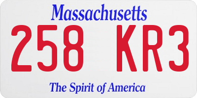 MA license plate 258KR3