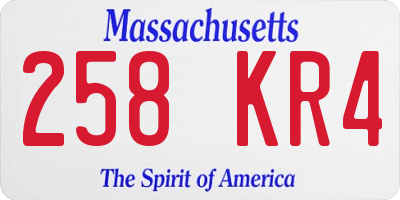 MA license plate 258KR4