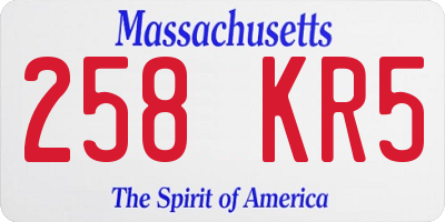 MA license plate 258KR5