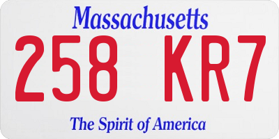 MA license plate 258KR7