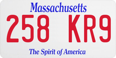 MA license plate 258KR9