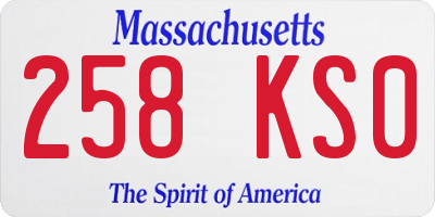 MA license plate 258KS0