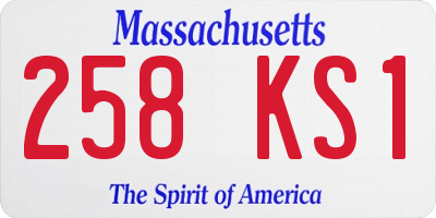 MA license plate 258KS1