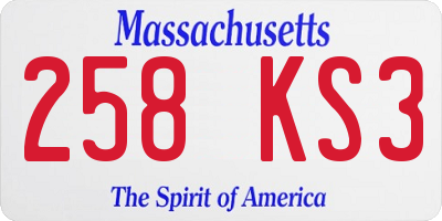 MA license plate 258KS3