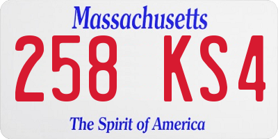 MA license plate 258KS4