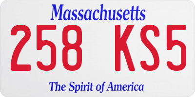 MA license plate 258KS5