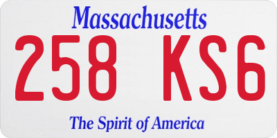 MA license plate 258KS6