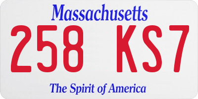 MA license plate 258KS7
