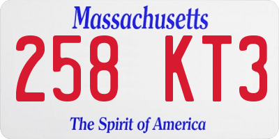 MA license plate 258KT3