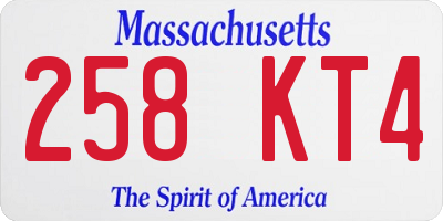 MA license plate 258KT4