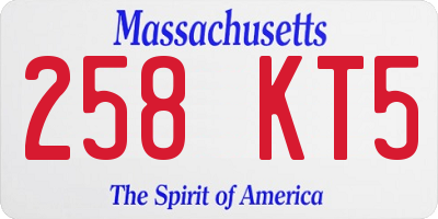 MA license plate 258KT5