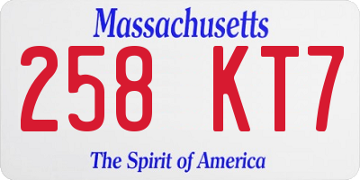MA license plate 258KT7
