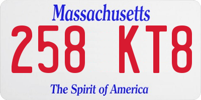MA license plate 258KT8