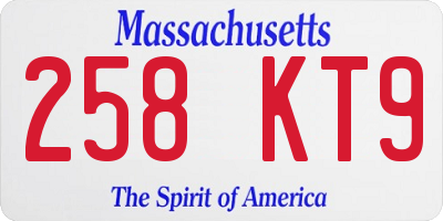 MA license plate 258KT9