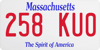 MA license plate 258KU0