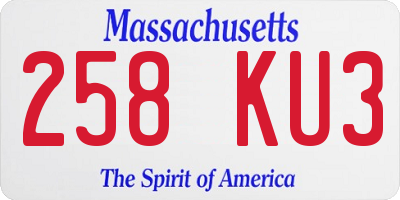 MA license plate 258KU3