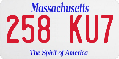 MA license plate 258KU7