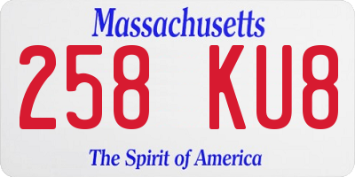 MA license plate 258KU8