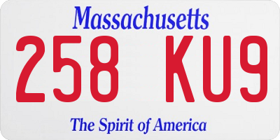 MA license plate 258KU9