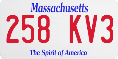 MA license plate 258KV3