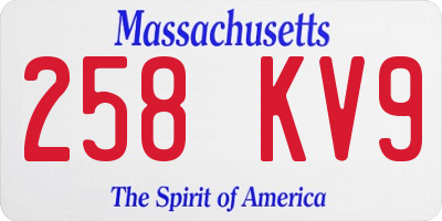 MA license plate 258KV9