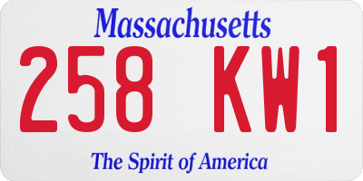 MA license plate 258KW1