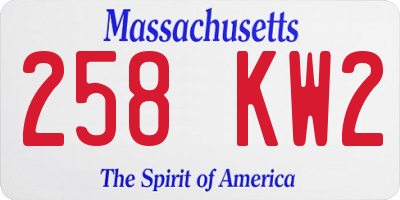 MA license plate 258KW2