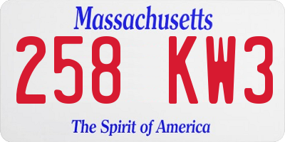 MA license plate 258KW3