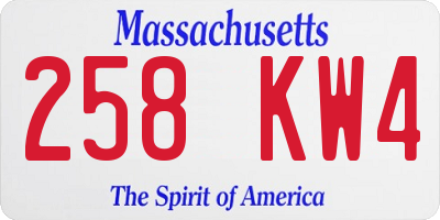 MA license plate 258KW4