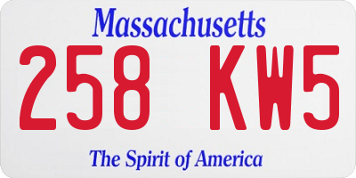 MA license plate 258KW5