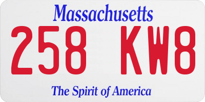 MA license plate 258KW8