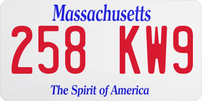 MA license plate 258KW9