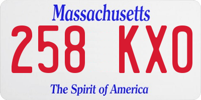 MA license plate 258KX0