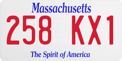 MA license plate 258KX1