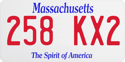MA license plate 258KX2
