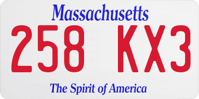 MA license plate 258KX3