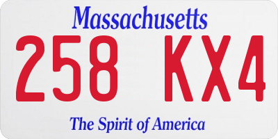 MA license plate 258KX4